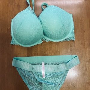 Victoria's Secret PINK - Lace Mint Green Bra and Panty Set